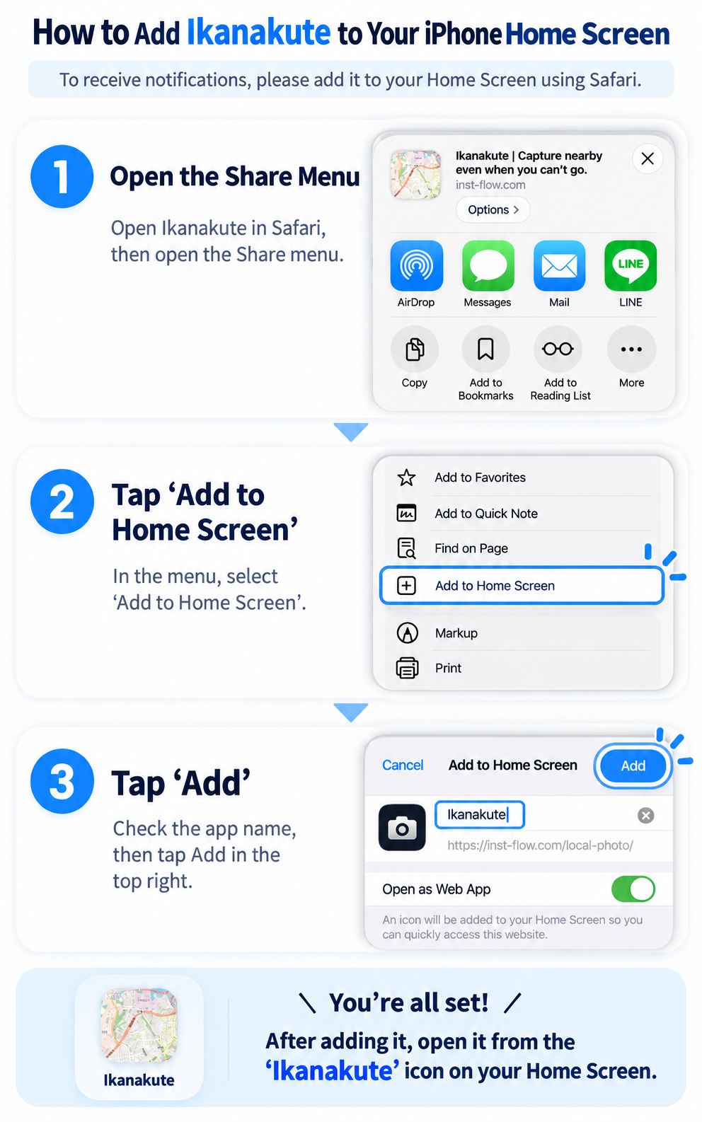 How to add Ikanakute to the iPhone Home Screen